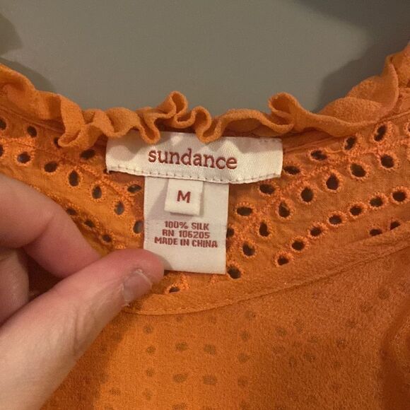 Sundance Women’s Orange Flowy Silk Blouse Size Medium NWOT - Picture 6 of 11